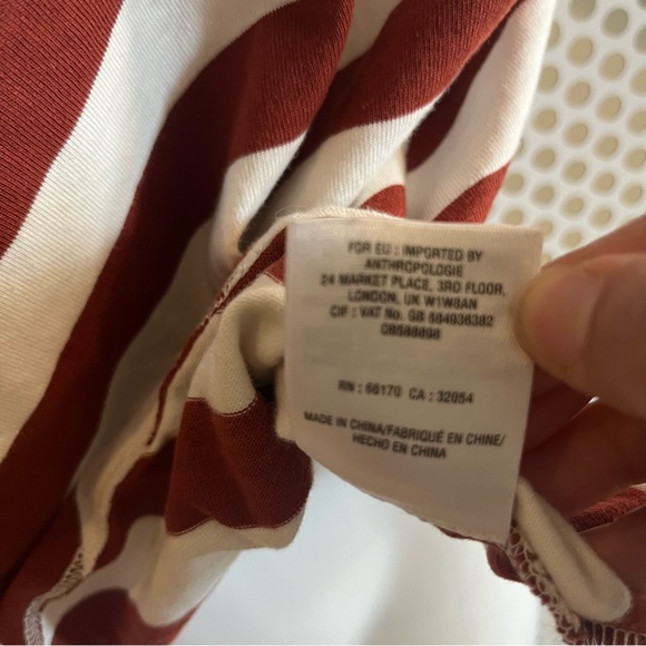 Anthropologie Dulcina Asymmetrical Top Size Small in Rust and White Stripes - Picture 9 of 12